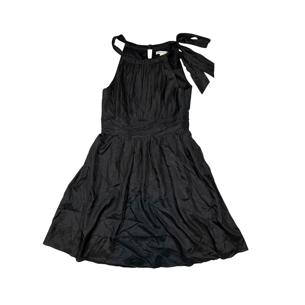 White House Black Market Silk Dress Women 14 Black Bow Cocktail Party Elegant